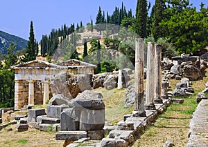 Ruins of the ancient city Delphi, Greece photo