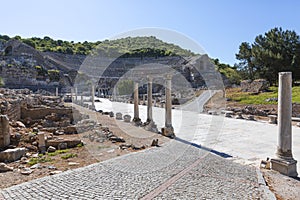 Ruins of the ancient city of Ephesus in the tiwn of Selcuk, Turkey.