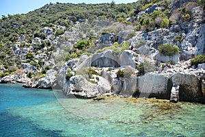 Ruins of the ancient city on the Kekova island, Turkey