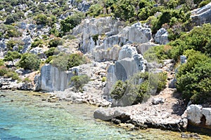 Ruins of the ancient city on the Kekova island, Turkey