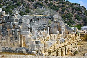 The ruins of the ancient city of Mira are the capitals of the Lycian kingdom. The ruins of the Greco-Roman Amphitheater.