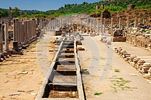 Ruins of ancient city of Perge near Antalya Turkey photo