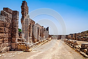 Ruins of ancient city of Perge near Antalya Turkey photo