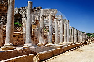 Ruins of ancient city of Perge near Antalya Turkey photo