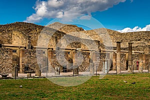 Ruins of ancient city of Pompeii near volcano Visuvius, Pompei