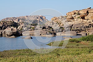 Ruins of ancient city Vijayanagara, India