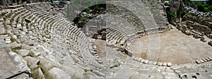 The ruins of the ancient colosseum in Turkey, in the city of Demre Myra. Ruined remains of an ancient necropolis