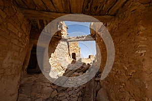 Ruins of ancient fortified Ksar Beni Barka in Tataouine, Tunisia