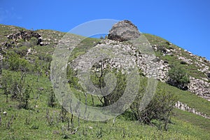 Ruins of an ancient fortress on the territory of the Shamakhi region, built in the Middle Ages