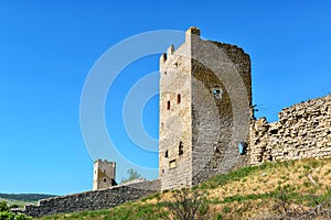 Ruins of ancient Genoese fortress in Feodosia, Crimea