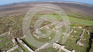 The ruins of the ancient Geto-Dacian settlement Dinogetia, aerial view