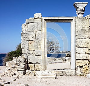 Ruins of ancient Greek basilica, Chersonesus, Krym