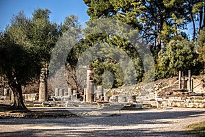 Ruins of the ancient Greek city of Olympia, Peloponnese, Greece