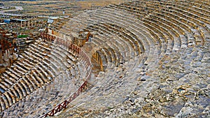 Ruins of ancient Greek-Roman amphitheatre in Myra, old name - Demre, Turkey. Myra is an antique town in Lycia where the