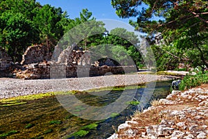 Ruins of ancient greek and roman ancient city of Olympos near Antalya Turkey photo