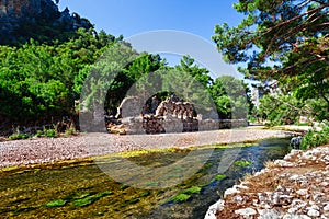 Ruins of ancient greek and roman ancient city of Olympos near Antalya Turkey photo