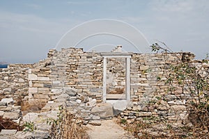 Ruins of ancient houses on the island of Delos, Greece