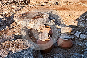 The ruins of ancient Ionian Greek Klazomenai city. Archaeological excavation site in Urla Izmir Turkey