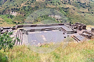 The ruins of the ancient Jewish city of Gamla on the Golan Heights. Destroyed by the armies of the Roman Empire in 67th year AD