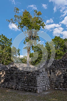 The ruins of the ancient mayan city of becan, campeche, mexico