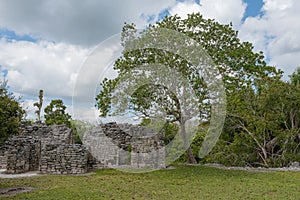 The ruins of the ancient Mayan city of Kohunlich, Quintana Roo, Mexico