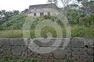 Ruins in ancient Mayan site Uxmal, Mexico.