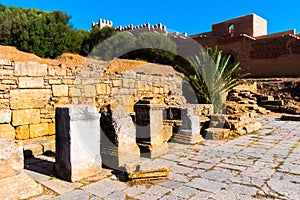 Ruins of the ancient necropolis of Kellah Chellah in the city of Rabat, Morocco