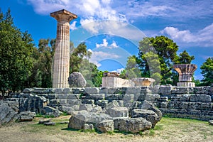 The ruins of ancient Olympia, Greece. Here takes place the touch of olympic flame. photo