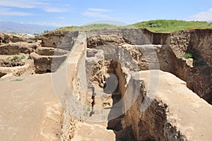 The ruins of Ancient Panjekent near modern Penjikent city, Tajikistan
