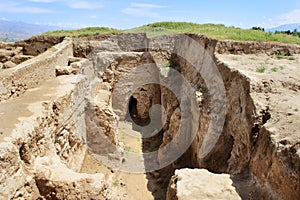 The ruins of Ancient Panjekent near modern Penjikent city, Tajikistan