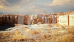 Ruins of ancient Parthian capital Nisa located on historical silky road in the Karakum Desert, near the Ashgabat and by