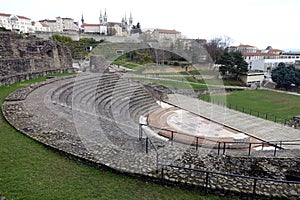 Ruins of Ancient Roman Amphitheater located in Lyon France