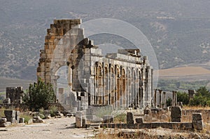 The ruins of the ancient Roman city of Volubilis, Morocco
