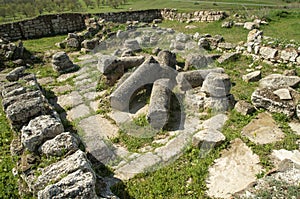 Ruins of ancient Roman fort Civitas Tropaensium near Adamclisi, Constanta, Romania