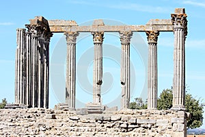 Ruins of ancient Roman Temple of Evora, Portugal photo