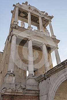 Ruins of Ancient Roman theater of Philippopolis in city of Plovdiv, Bulgaria