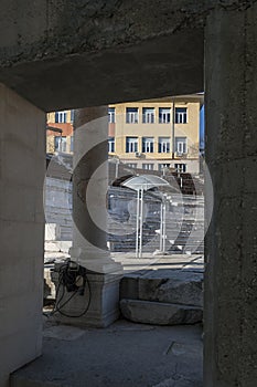 Ruins of Ancient Roman theater of Philippopolis in city of Plovdiv, Bulgaria