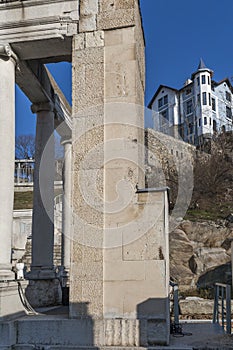 Ruins of Ancient Roman theater of Philippopolis in city of Plovdiv, Bulgaria