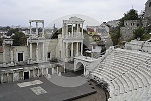 The ruins of the ancient Roman theater of Philippopolis in Plovdiv, Bulgaria