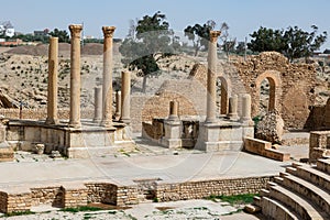 Ruins of an ancient roman theater of Sufetula. Sufetula (Subaytilah). Tunisia