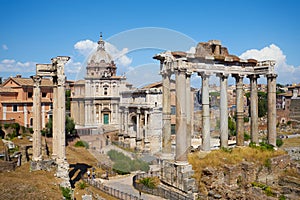 The ruins of ancient Rome in summer