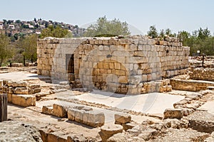 Ruins of an ancient synagogue in the Biblical Shiloh, Israel