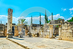 Ruins of an ancient synagogue in Capernaum, Isarel
