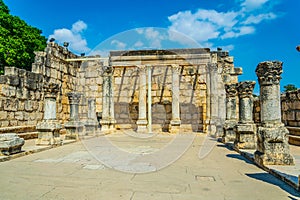 Ruins of an ancient synagogue in Capernaum, Isarel