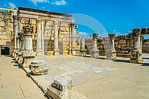 Ruins of an ancient synagogue in Capernaum, Isarel
