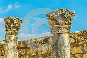 Ruins of an ancient synagogue in Capernaum, Isarel