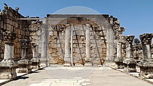 The ruins of the ancient synagogue in Capernaum, Israel