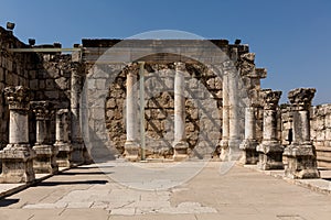 Ruins of ancient synagogue in Capernaum - Israel