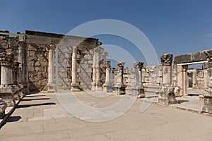 Ruins of ancient synagogue in Capernaum - Israel