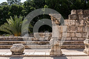 Ruins of ancient synagogue in Capernaum - Israel